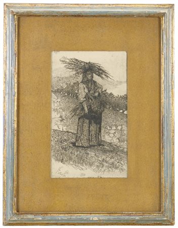 Giovanni Fattori "La boscaiola"
acquaforte (mm 350x210) al visibile
Esemplare im