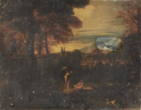 Scuola romana del secolo XVIII

"Paesaggio con figure"
olio su tela (cm 46,5x60