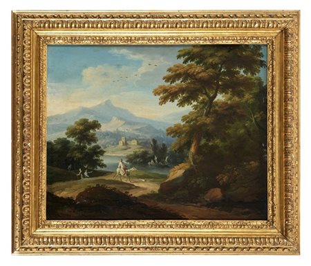 Scuola veneta del secolo XVIII

"Paesaggio con viandanti e contadino a cavallo"