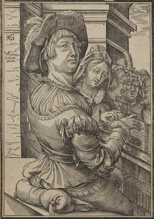 CHRISTOPHE VAN SICHEM<BR>Delft (Paesi Bassi) 1580-1638<BR>"Un giovane che suona il timpano"