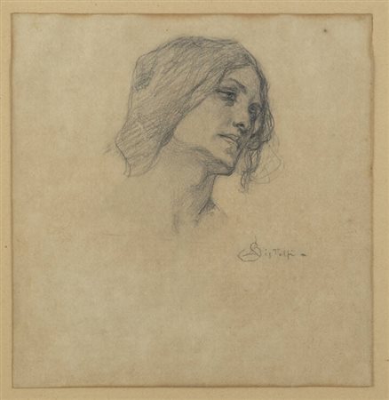 LEONARDO BISTOLFI<BR>Casale Monferrato (AL) 1859 -1933 La Loggia (TO)<BR>"Volto di donna"