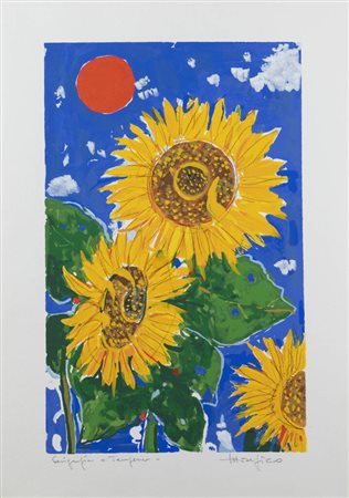 ETTORE FICO<BR>Piatto Biellese (VC) 1917 - 2004 Torino<BR>"Girasoli"