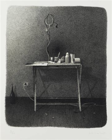 GIANFRANCO FERRONI<BR>Livorno 1927 - 2001<BR>"Oggetti sul tavolo" 1981
