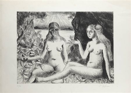 PAUL DELVEAUX<BR>Wanze (Belgio) 1897-1994 Veurne (Belgio)<BR>"La Dispute"