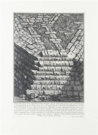 GIOVANNI BATTISTA PIRANESI<BR>Mogliano (VE) 1720 - 1778 Roma<BR>"Veduta dell'avanzo di una delle Pile del Ponte Trionfale - Roma"