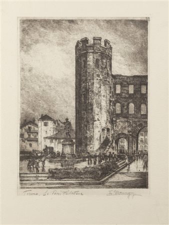 FRANCESCO MENNYEY<BR>Torino 1889 - 1950<BR>"Torino-Le Torri Palatine"