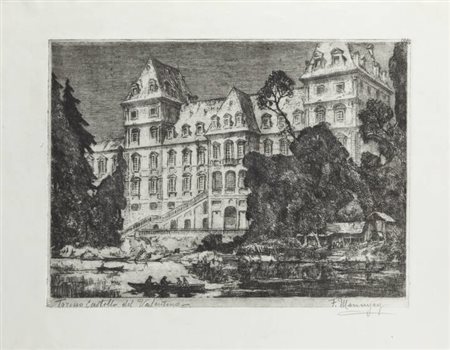 FRANCESCO MENNYEY<BR>Torino 1889 - 1950<BR>"Torino-Castello del Valentino"