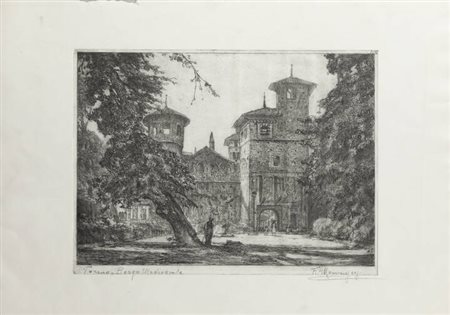 FRANCESCO MENNYEY<BR>Torino 1889 - 1950<BR>"Torino-Borgo Medioevale"