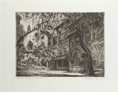 FRANCESCO MENNYEY<BR>Torino 1889 - 1950<BR>"Torino-Borgo Medioevale"