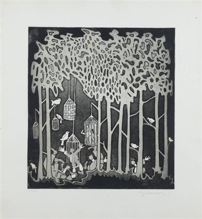 FRANCESCO CASORATI<BR>Torino 1934 - 2013<BR>"Le gabbie nel bosco"1967