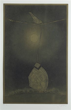 FRANCESCO CASORATI<BR>Torino 1934 - 2013<BR>"Farfalla e uccello"