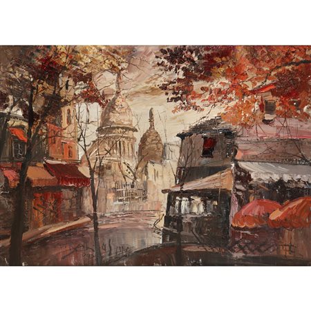 Georges Behras - Paesaggio parigino con la Chiesa di Montmartre, Montmartre, 1974