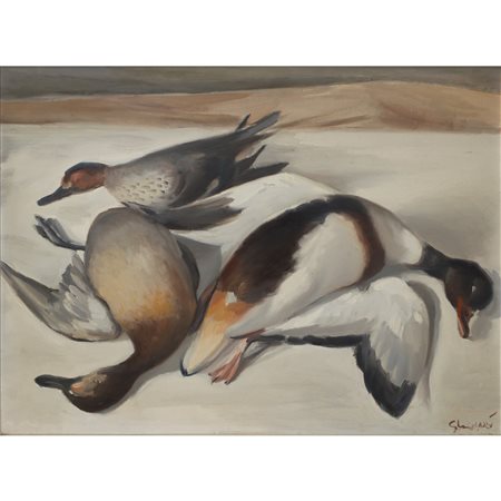 Gaetano Magazzù (Santa Margherita 1911-Messina 2011)  - Natura morta con uccelli