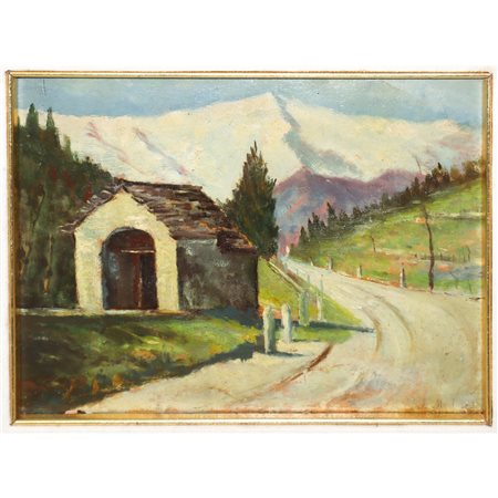 Paesaggio di montagna con casa, 1964
