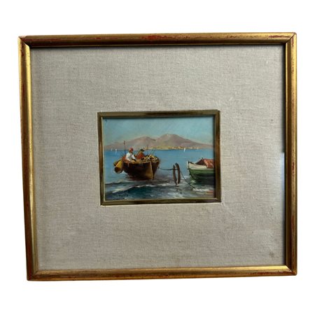 Marina del golfo di Napoli con pescatori