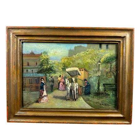 Scena Parigina con personaggi in abito eleganti - U. Mascolo