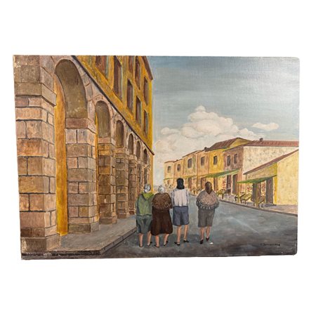 Strada di paese (luogo imprecisato) - U. Iannaccone