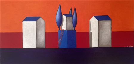 Maria Carmen Salis, Paesaggio con cubo blu