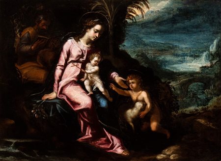 Artista ferrarese, fine XVI inizio XVII secolo () Sacra Famiglia con San...