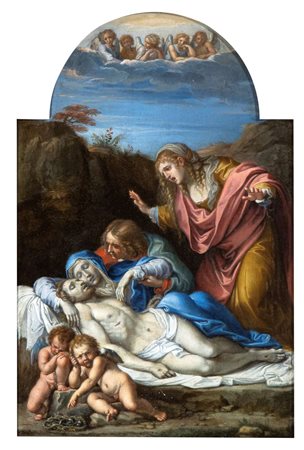Artista attivo a Roma, XVII secolo () Compianto sul Cristo morto Olio su tela...