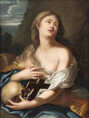 Artista emiliano, XVII secolo () Maddalena penitente Olio su tela cm. 79x61....