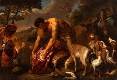 Artista genovese, XVII secolo () Abramo e la sua famiglia partono per Canaan...