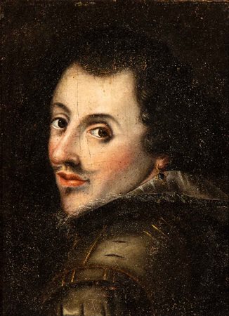 Artista fiammingo, XVII secolo () Ritratto di gentiluomo con baffi Olio su...