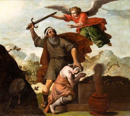 Scuola sivigliana, XVII secolo () Il sacrificio di Isacco Olio su tela cm....