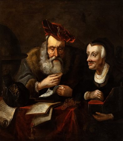 Artista olandese, XVII - XVIII secolo () L'usuraio e sua moglie Olio su tela...