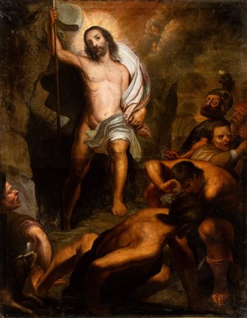 Artista fiammingo, XVII secolo () Resurrezione di Cristo Olio su tela cm. 124x97
