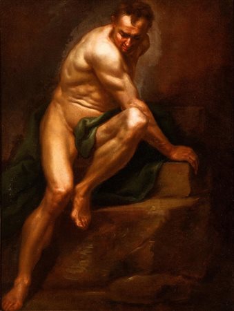 Carlo Maratti (Camerano 1625-Roma 1713) Studio di nudo maschile Olio su tela...