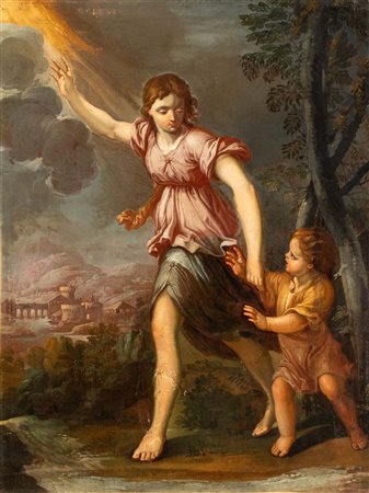 Artista romano, metà XVIII secolo () Tobiolo e l'angelo Olio su tela cm....
