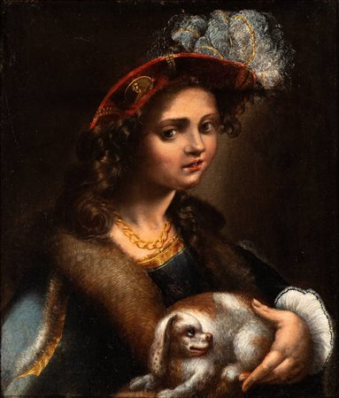 Pseudo Caroselli (attribuito a) () Ritratto di gentildonna con cappello,...