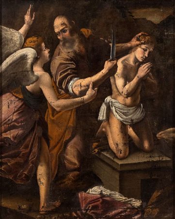 Artista caravaggesco, prima metà XVII secolo () Il sacrificio di Isacco Olio...