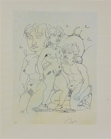 Tono Zancanaro UOMO E DONNA serigrafia su carta, cm 70x50; es. 3/125 frima e...