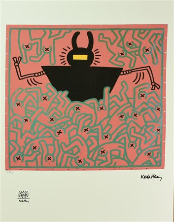 D'apres Keith Haring UNTITLED foto-litografia, cm 70x50; es. 54/150 firma in...