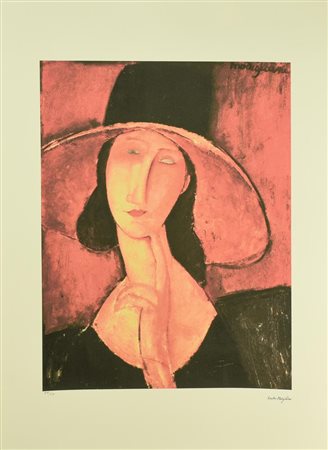 D'apres Amedeo Modigliani RITRATTO FEMMINILE foto-litografia su carta, cm...