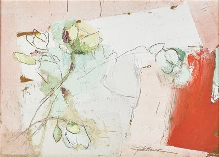 Mauro Capelli FIORI tecnica mista su tavola, 28x37,5 firma sul retro: firma e...