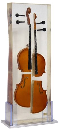 Fernandez Arman, Senza titolo, 2005, inclusione di violini, cm 72x26, opera...