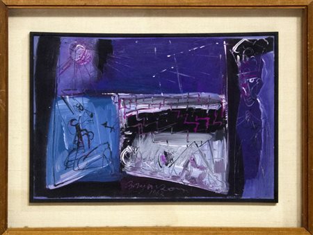 Aldo Borgonzoni, Incubo-Paura, 1963, tecnica mista su tavola, cm 35x55, opera...