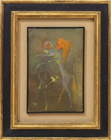 Mino Maccari, Senza titolo, 1965/1970, olio su tela, cm 40x27, opera...