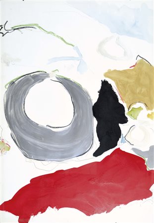 PATELLI PAOLO Venezia 1934 Paesaggio con il rosso 1987 tecnica mista su carta...