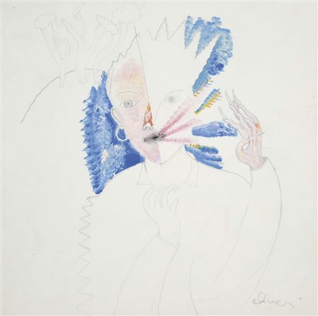 ALINARI LUCA Firenze 1943 Metà del doppio 1987 tecnica mista su carta 27x27...