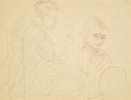 SEMEGHINI PIO Quistello 1879 - Verona 1964 Figure disegno a matita su carta...