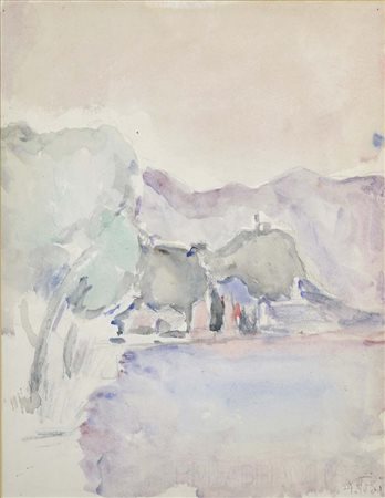 TOSI ARTURO Busto Arsizio 1871 - Milano 1956 Paesaggio tecnica mista su carta...