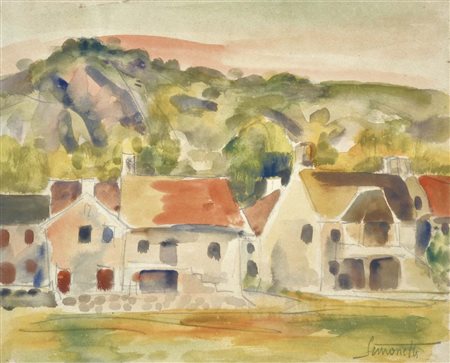 SIMONETTI MASI Zoppè di Cadore 1903 - Parigi 1969 Paesaggio 1943 acquerello...