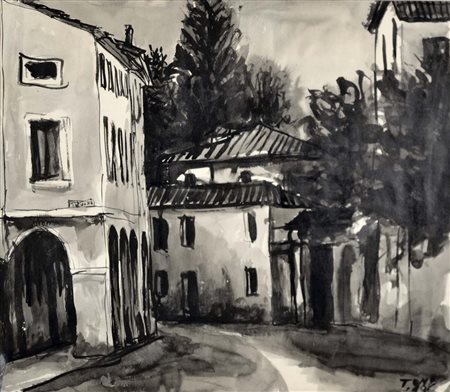 ZANCANARO TONO Padova 1906 - 1985 Via Sant'Eufemia 1958 china acquerellata...