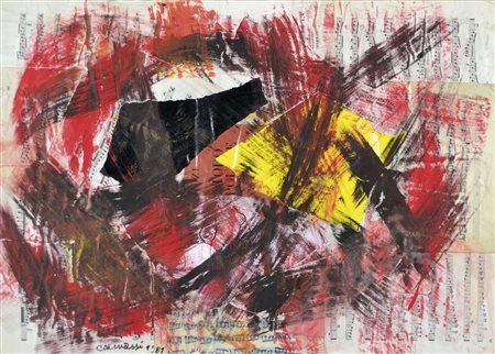 CARMASSI ARTURO Lucca 1925 Spartito 1981 tecnica mista e collage su carta...