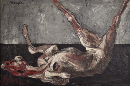 BASAGLIA VITTORIO Venezia 1936 Cacciagione 1957 olio su tela 40x60 firma in...