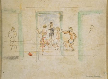 LEVY MOSES Tunisi 1885 - Viareggio 1968 Figure 1932 tecnica mista su cartone...